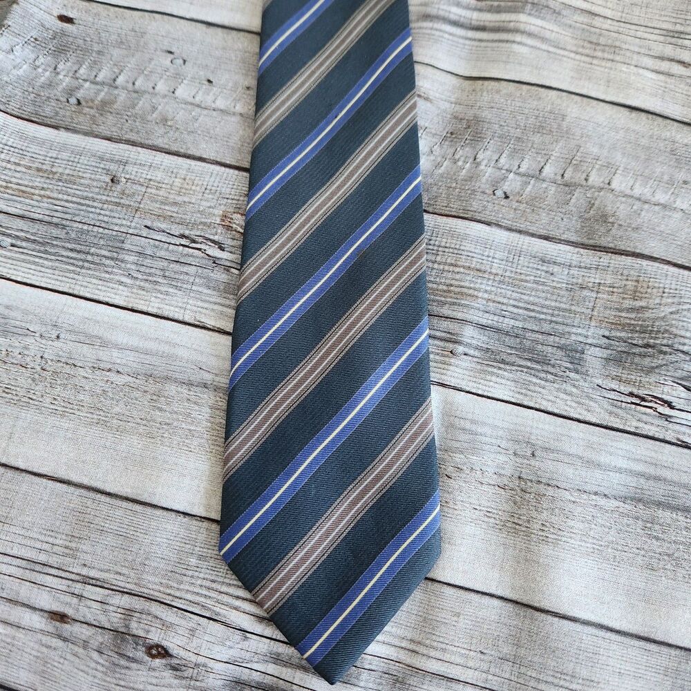 Pierre Cardin Couture Collection Tie 100% Silk Made in Italy Blue Striped Vtg
